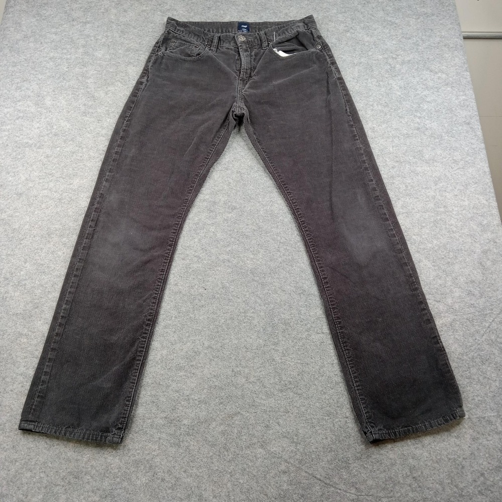 Gap Corduroy Pants Mens 28x30 Black Gray Straight Leg 100% Cotton Casual